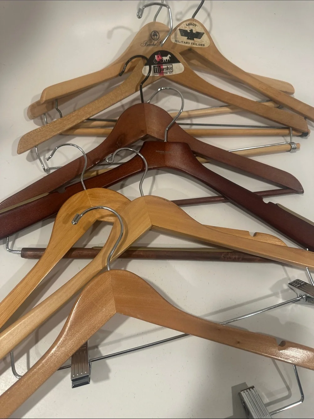 8 Mixed Wooden & Metal Clothing Hangers - Natural and Dark Wood